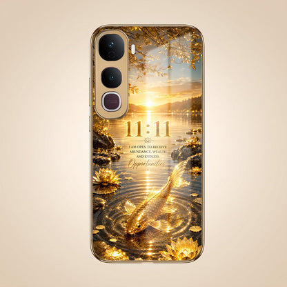Vivo Y400 Pro 5G 11:11 Manifestation Gold Electroplated Glass Phone Back Case