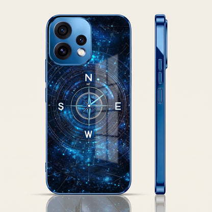 Oppo Reno 15 5G Astral Compass Blue Electroplated Glass Phone Back Case