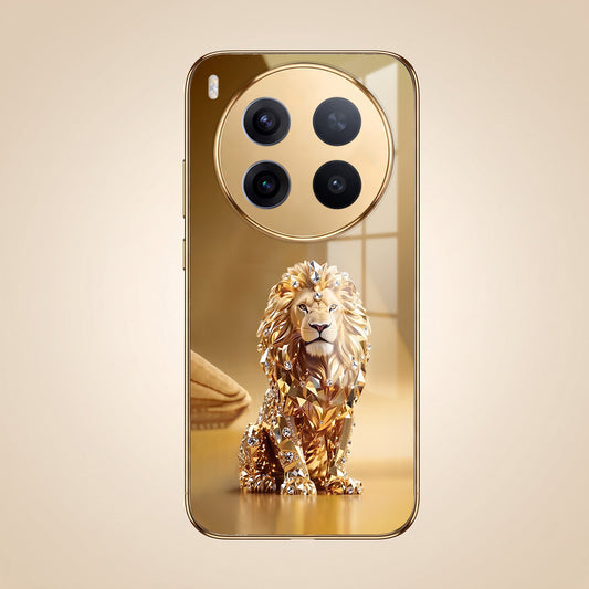 Vivo X300 Pro 5G Luxury Lion Gold Electroplated Glass Phone Back Case