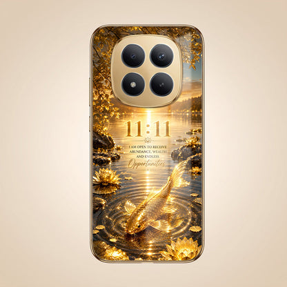 Redmi Note 15 Pro+ 5G 11:11 Manifestation Gold Electroplated Glass Phone Back Case