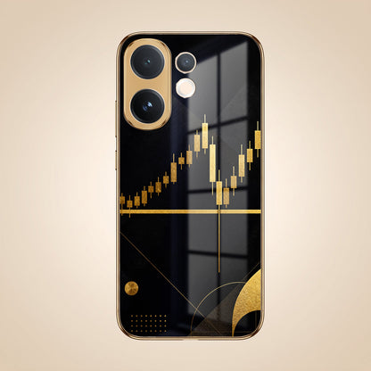 Vivo V60 5G Trading Candles Gold Electroplated Glass Phone Back Case