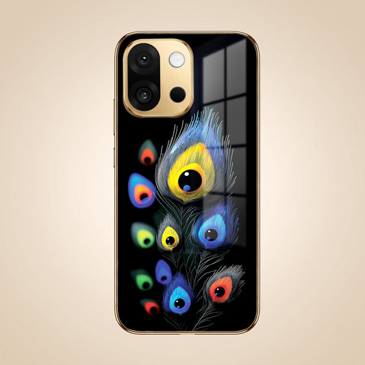 OnePlus 13s 5G Multi-Feather Peacock Gold Electroplated Glass Phone Back Case