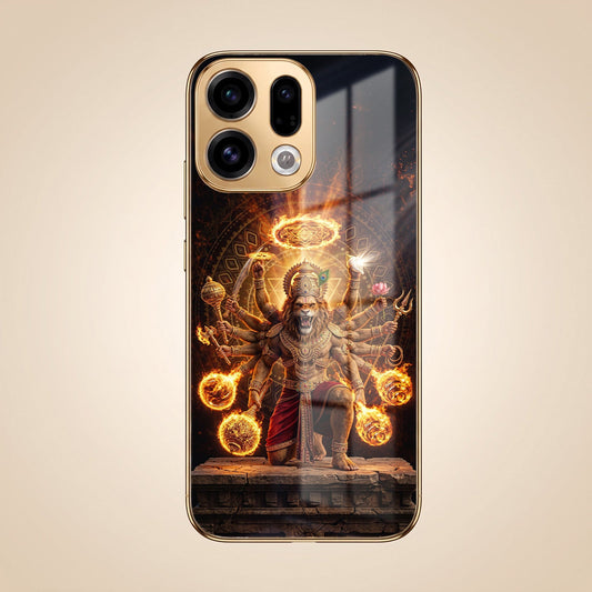Oppo Find X9 5G Lord Narasimha Gold Electroplated Glass Phone Back Case