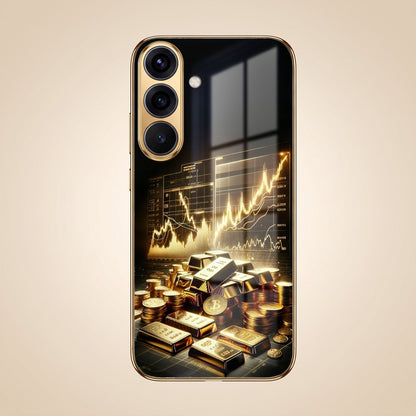 Samsung Galaxy A36 5G Luxury Wealth Trader Gold Electroplated Glass Phone Back Case