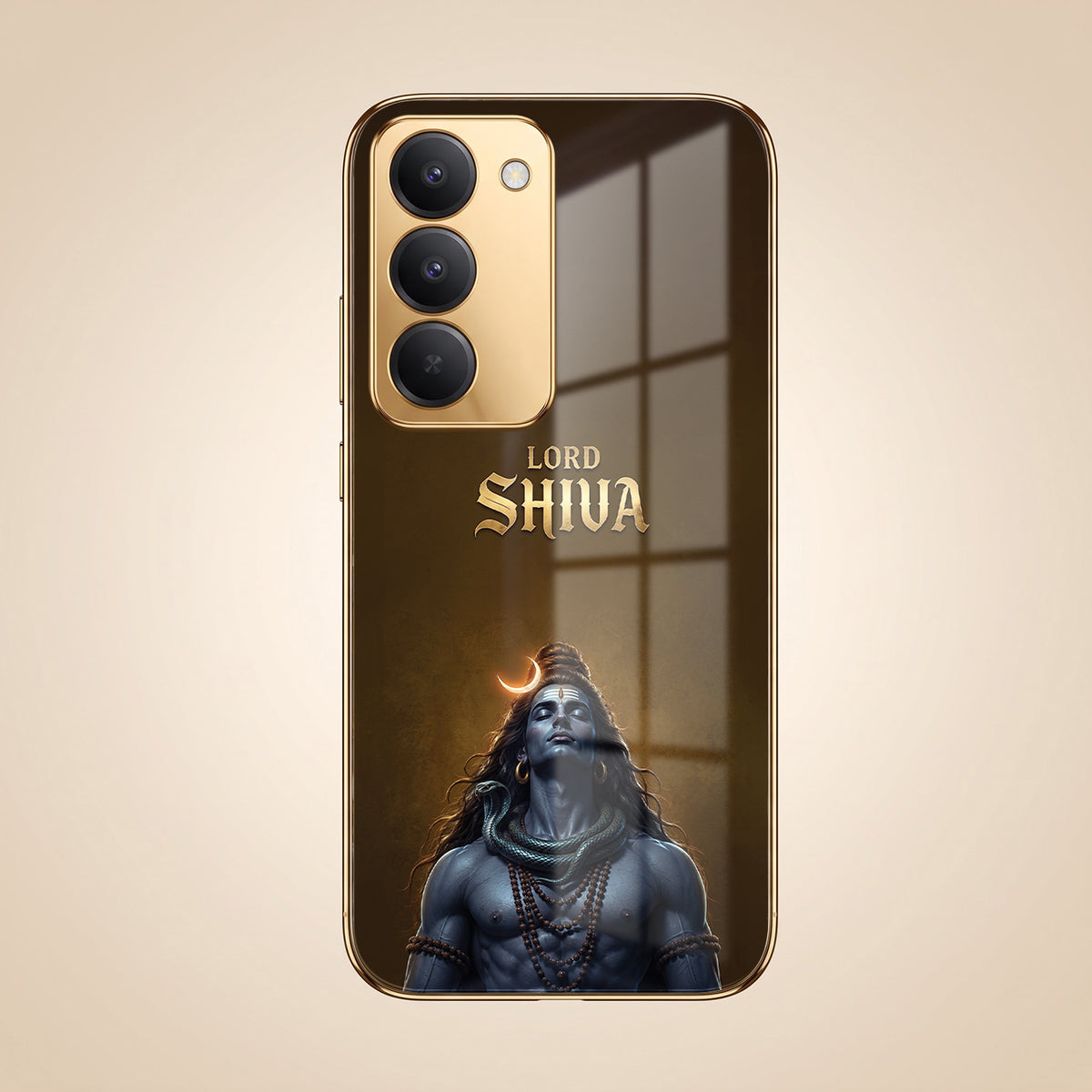 Redmi 15 5G Lord Shiva Gold Electroplated Glass Phone Back Case