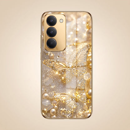 Redmi 15 5G Golden Butterfly Gold Electroplated Glass Phone Back Case
