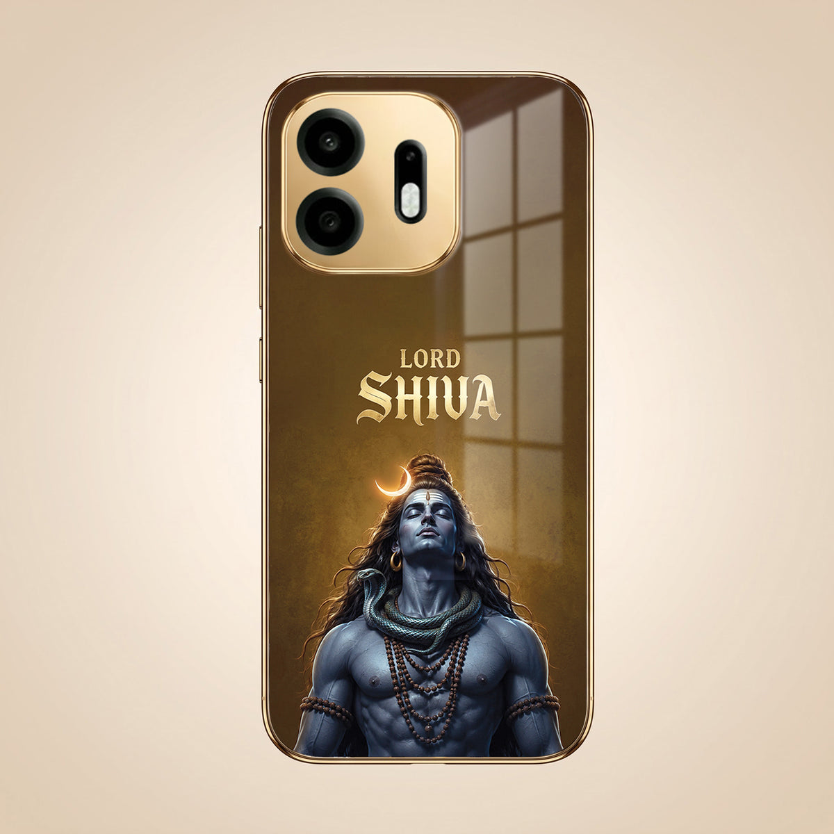 OnePlus N6 5G Lord Shiva Gold Electroplated Glass Phone Back Case