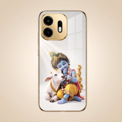 OnePlus N6 5G Bal Krishna Blessings Gold Electroplated Glass Phone Back Case