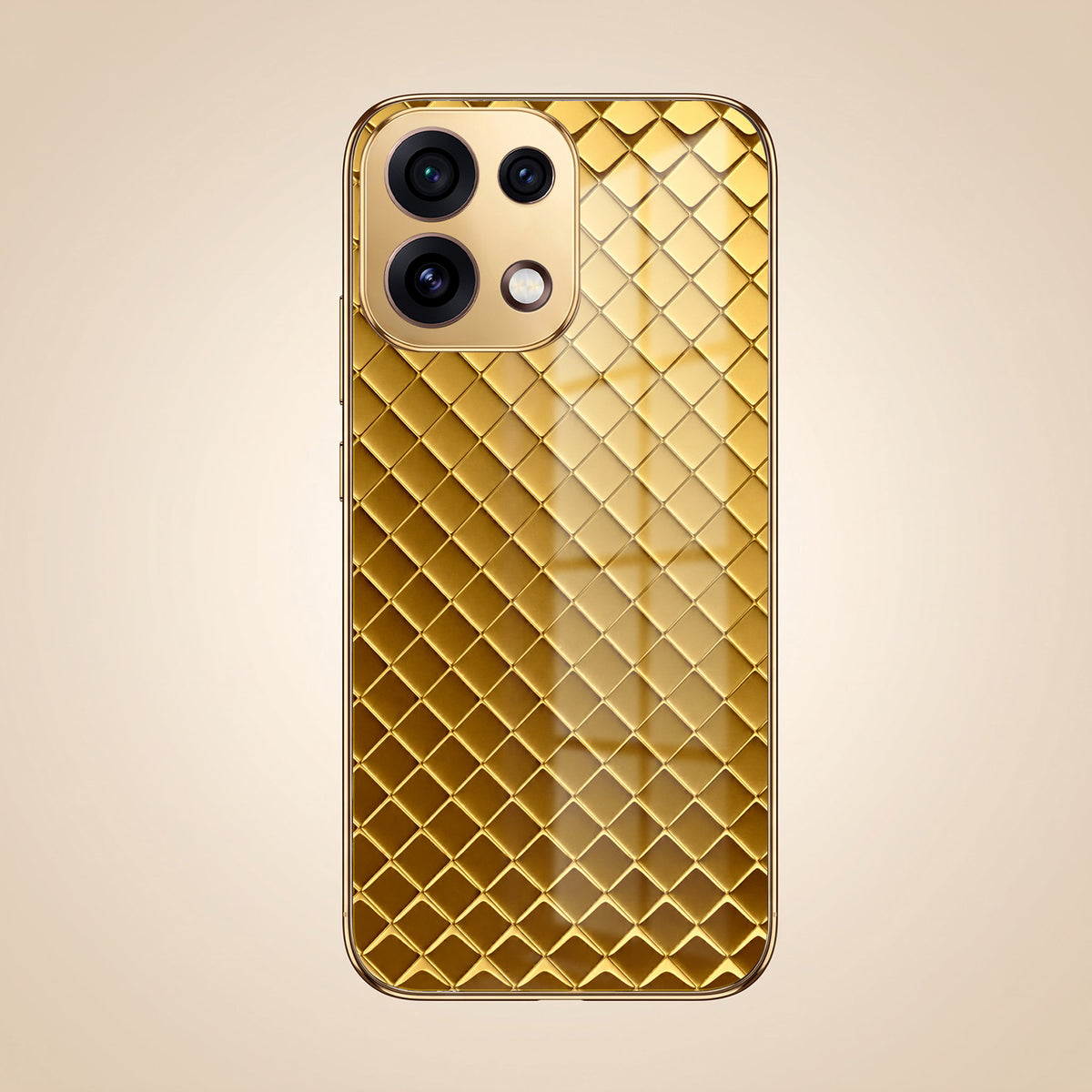 Oppo Reno 16C 5G  Golden Criss Cross Gold Electroplated Glass Phone Back Case