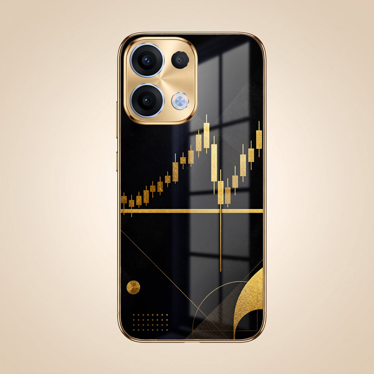 Oppo Reno 13 5G Trading Candles Gold Electroplated Glass Phone Back Case