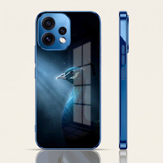 Oppo Reno 15 5G Royal Peacock Blue Electroplated Glass Phone Back Case