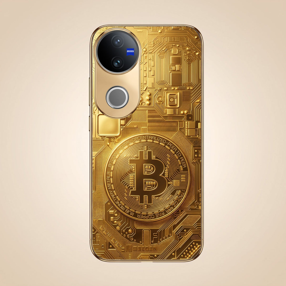 Vivo V50 5G Bitcoin Gold Electroplated Glass Phone Back Case