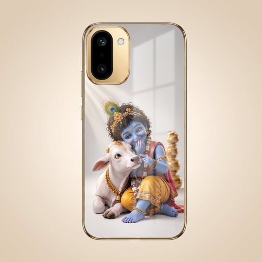 OnePlus 15R 5G Bal Krishna Blessings Gold Electroplated Glass Phone Back Case