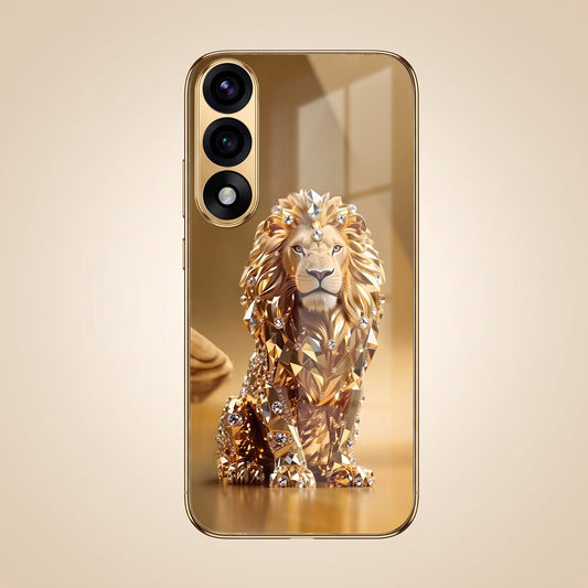 Oneplus Nord 5 5G Luxury Lion Gold Electroplated Glass Phone Back Case
