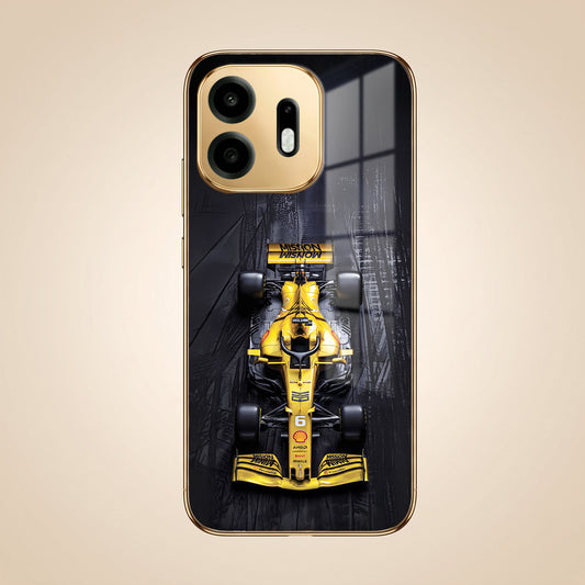 OnePlus N6 5G F1 Racing Car Gold Electroplated Glass Phone Back Case