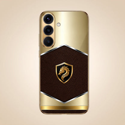 Samsung Galaxy A36 5G Dragon Crest Gold Electroplated Glass Phone Back Case