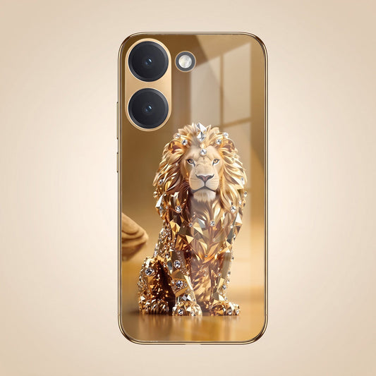 Poco X8 Pro 5G Luxury Lion Gold Electroplated Glass Phone Back Case