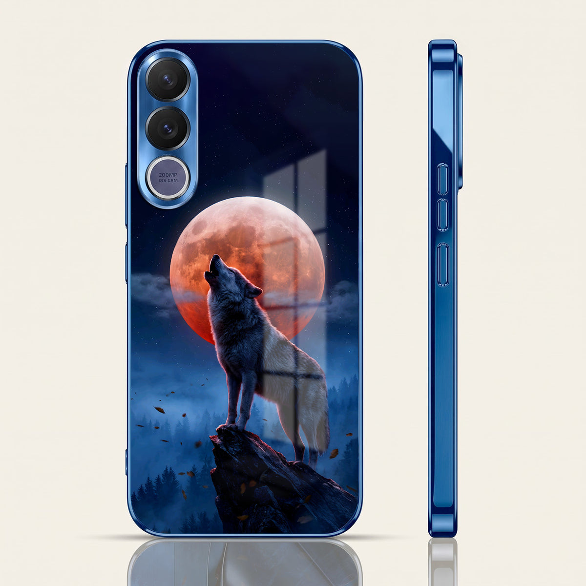 Vivo V70 FE 5G Lunar Wolf Blue Electroplated Glass Phone Back Case