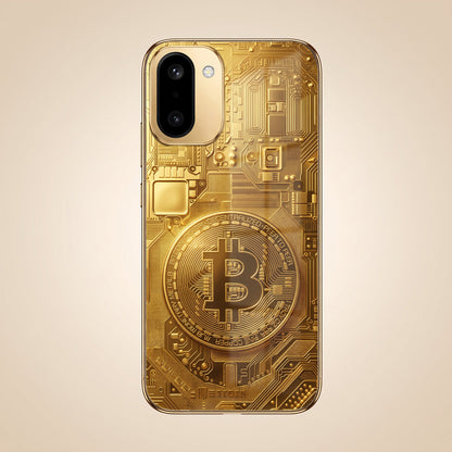 OnePlus 15R 5G Bitcoin Gold Electroplated Glass Phone Back Case