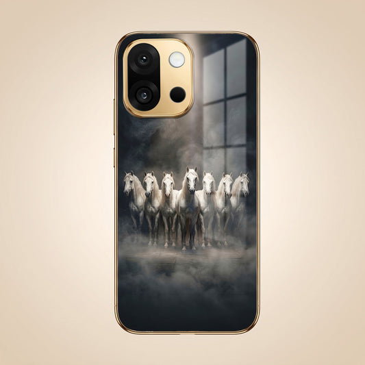 OnePlus 13s 5G Running Horses Gold Electroplated Glass Phone Back Case