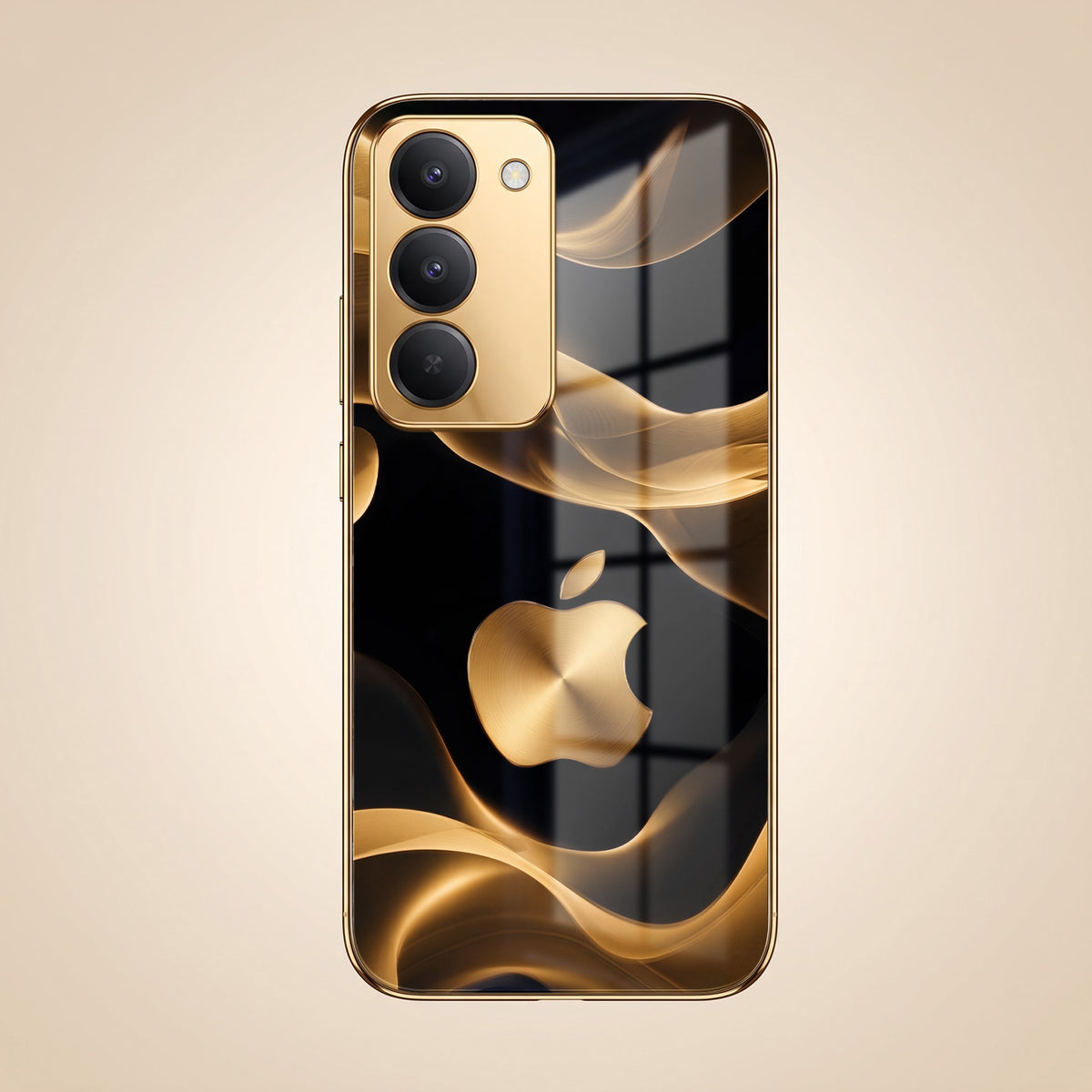 Redmi 15 5G Luxury Wave Gold Electroplated Glass Phone Back Case