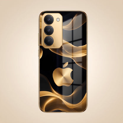 Redmi 15 5G Luxury Wave Gold Electroplated Glass Phone Back Case
