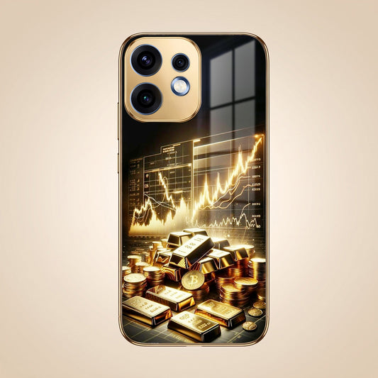 Oppo Reno 16 5G Luxury Wealth Trader Gold Electroplated Glass Phone Back Case