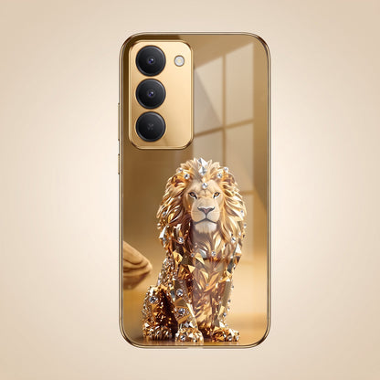 Redmi 15 5G Luxury Lion Gold Electroplated Glass Phone Back Case