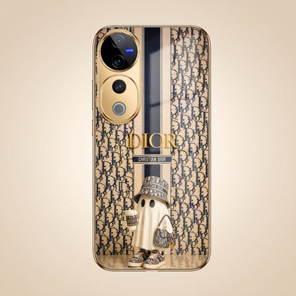Vivo V40 Pro 5G Luxury Dior Gold Electroplated Glass Phone Back Case