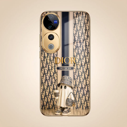 Vivo V40 Pro 5G Luxury Dior Gold Electroplated Glass Phone Back Case