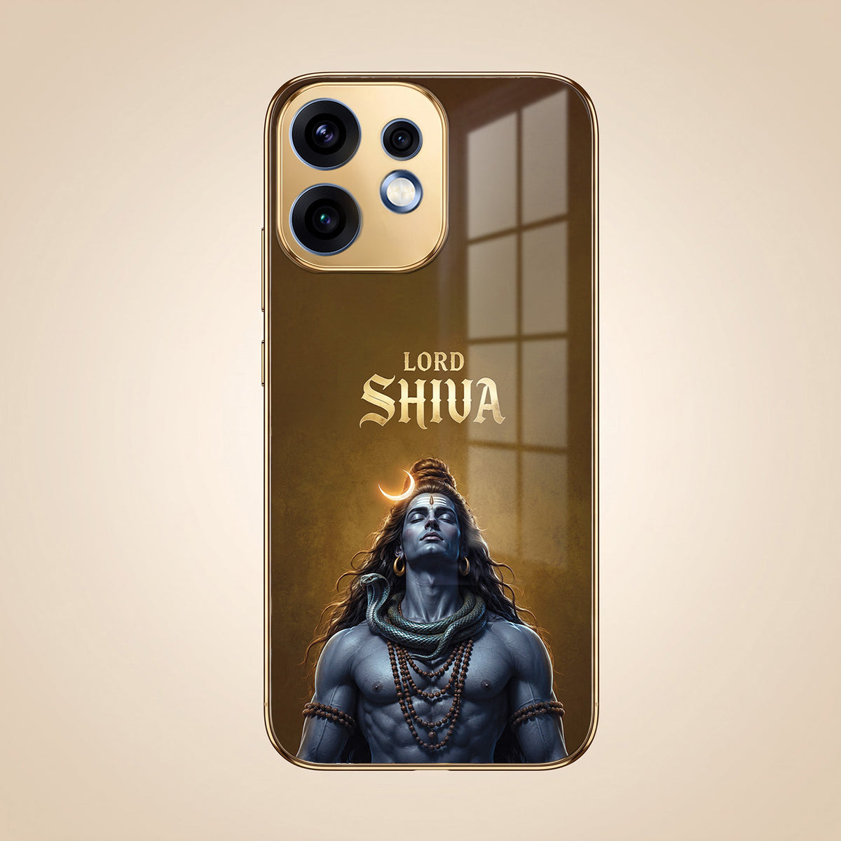Oppo Reno 16 5G Lord Shiva Gold Electroplated Glass Phone Back Case