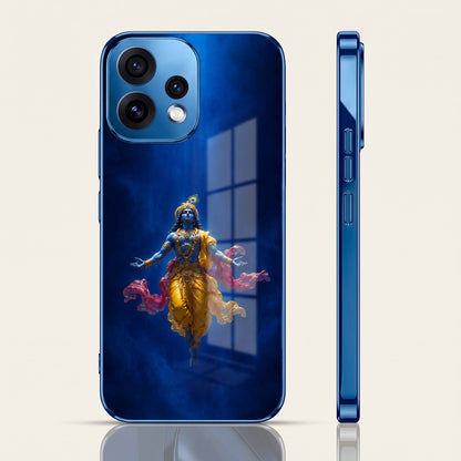 Oppo Reno 15 5G Lord Krishna Blue Electroplated Glass Phone Back Case