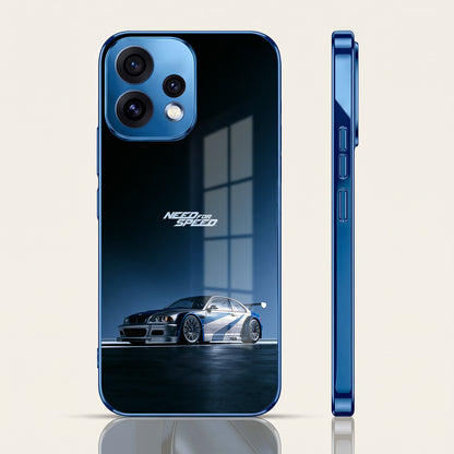 Oppo Reno 15 5G Need For Speed Blue Electroplated Glass Phone Back Case