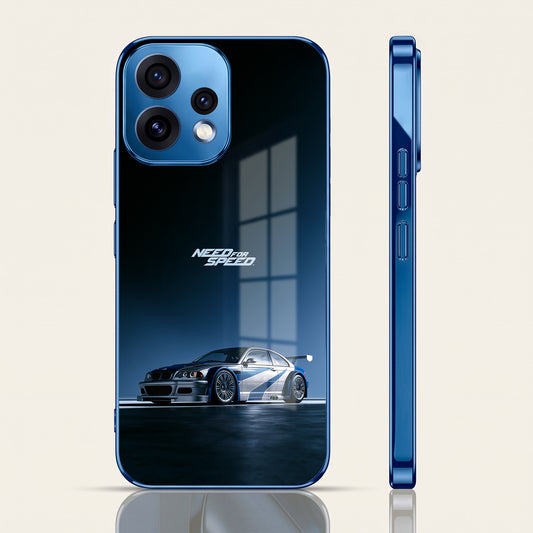 Oppo Reno 15 5G Need For Speed Blue Electroplated Glass Phone Back Case