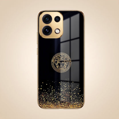 Oppo Reno 16C 5G Medusa Head Gold Electroplated Glass Phone Back Case