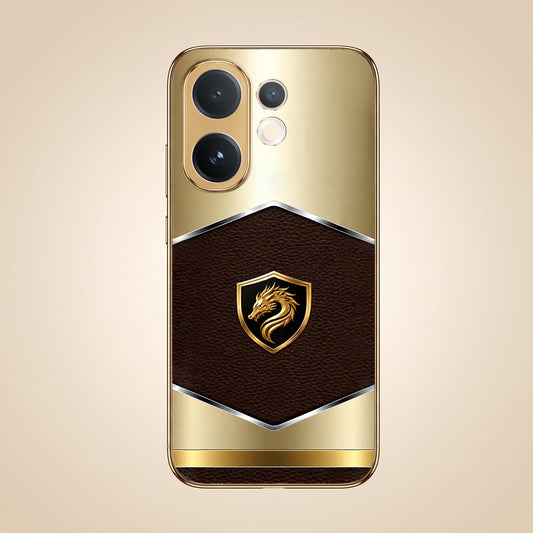 Vivo T4 Pro 5G Dragon Crest Gold Electroplated Glass Phone Back Case