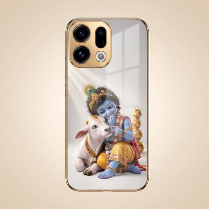Oppo Find X9 5G Bal Krishna Blessings Gold Electroplated Glass Phone Back Case