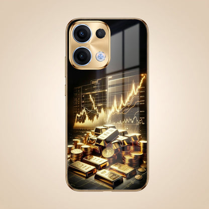 Oppo Reno 13 5G Luxury Wealth Trader Gold Electroplated Glass Phone Back Case