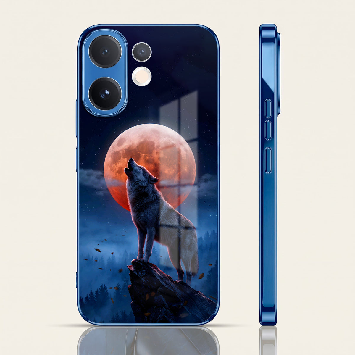 Vivo V60 5G Lunar Wolf Blue Electroplated Glass Phone Back Case
