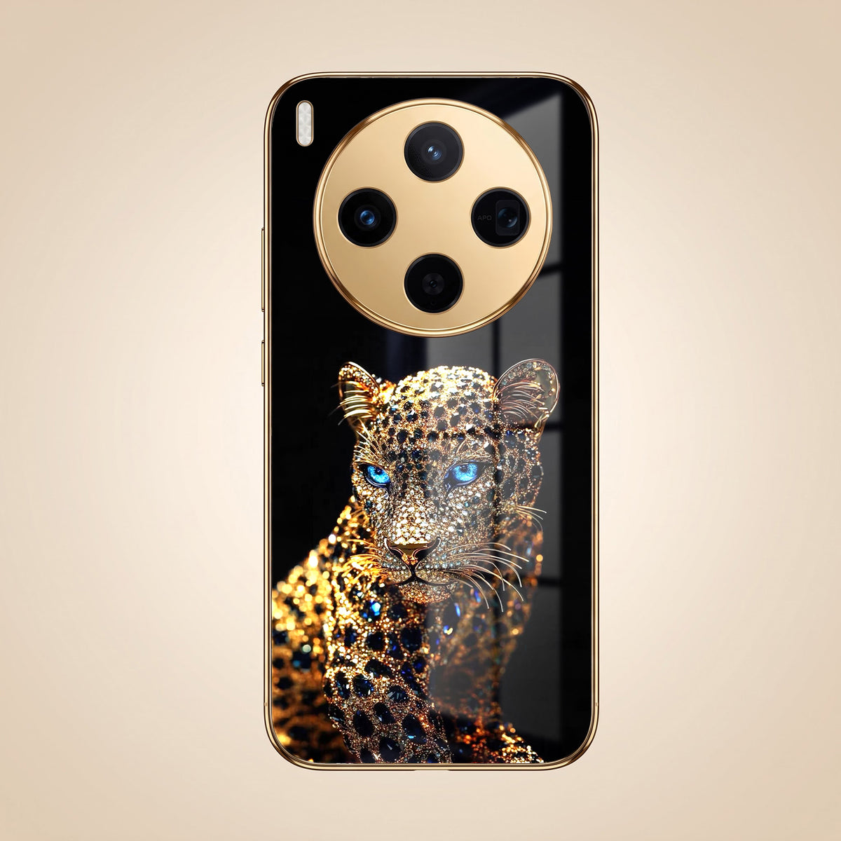 Vivo X300 5G Panther Gold Electroplated Glass Phone Back Case