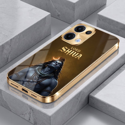 Oppo Reno 13 5G Lord Shiva Gold Electroplated Glass Phone Back Case