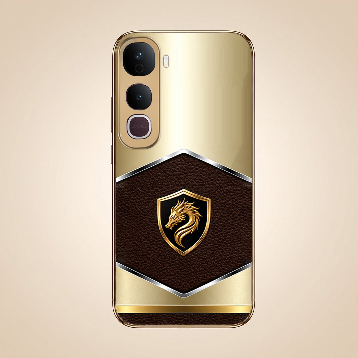 Vivo Y400 Pro 5G Dragon Crest Gold Electroplated Glass Phone Back Case