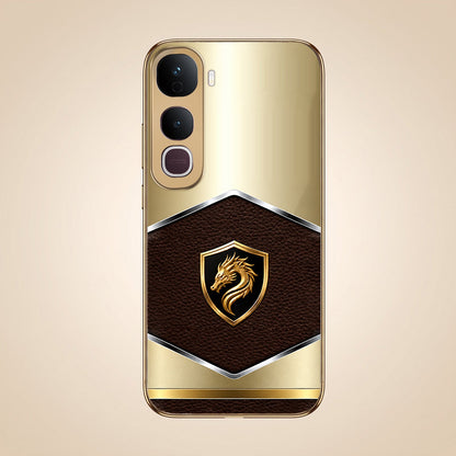 Vivo Y400 Pro 5G Dragon Crest Gold Electroplated Glass Phone Back Case