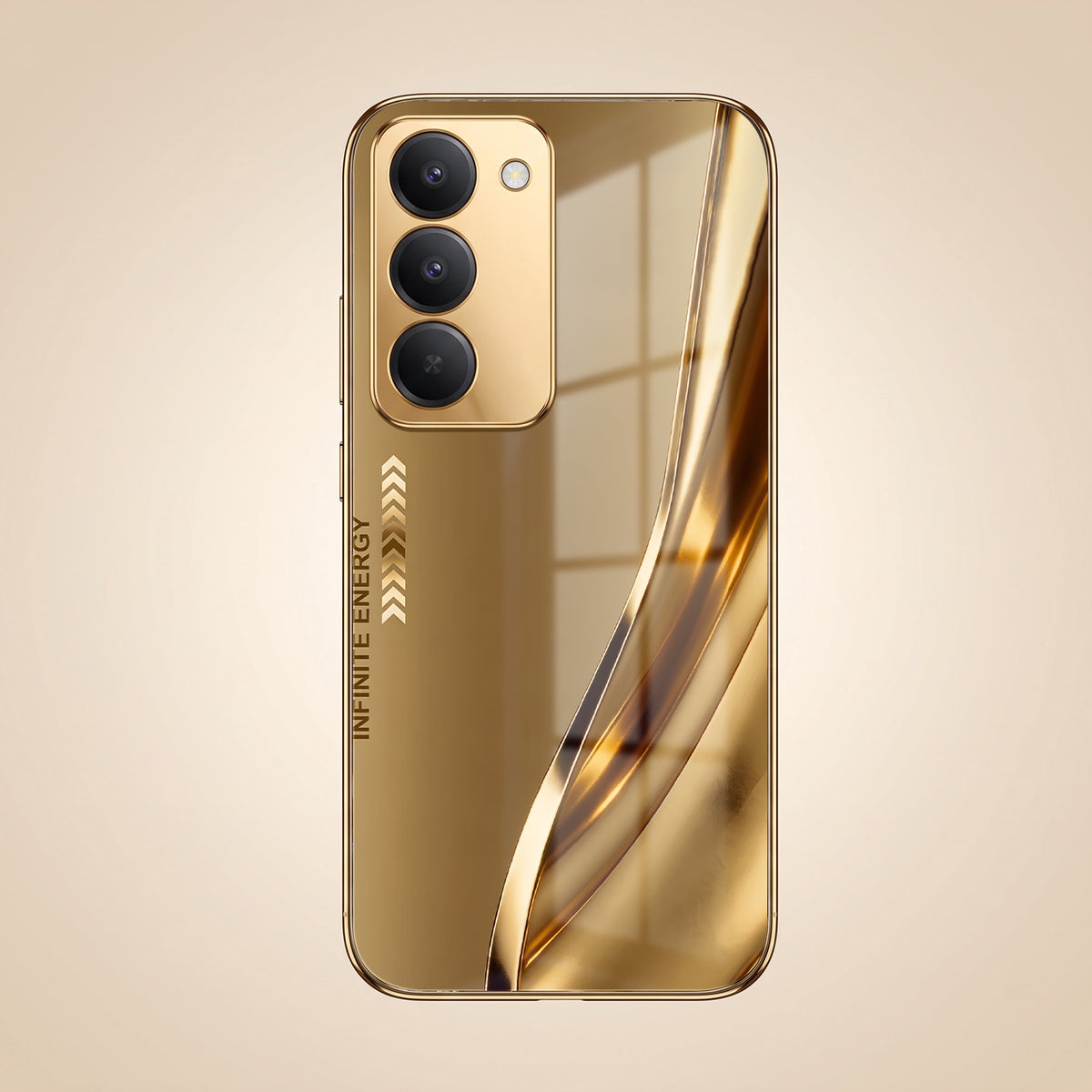 Redmi 15 5G Luxury Infinity Energy Gold Electroplated Glass Phone Case
