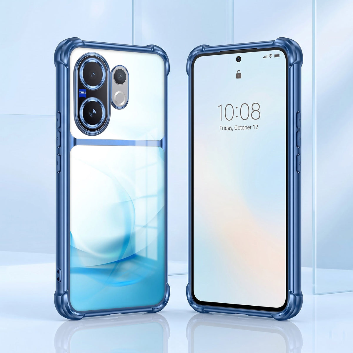 Vivo V60 5G Crystal Blue Dual-Tone Transparent Airbags Case