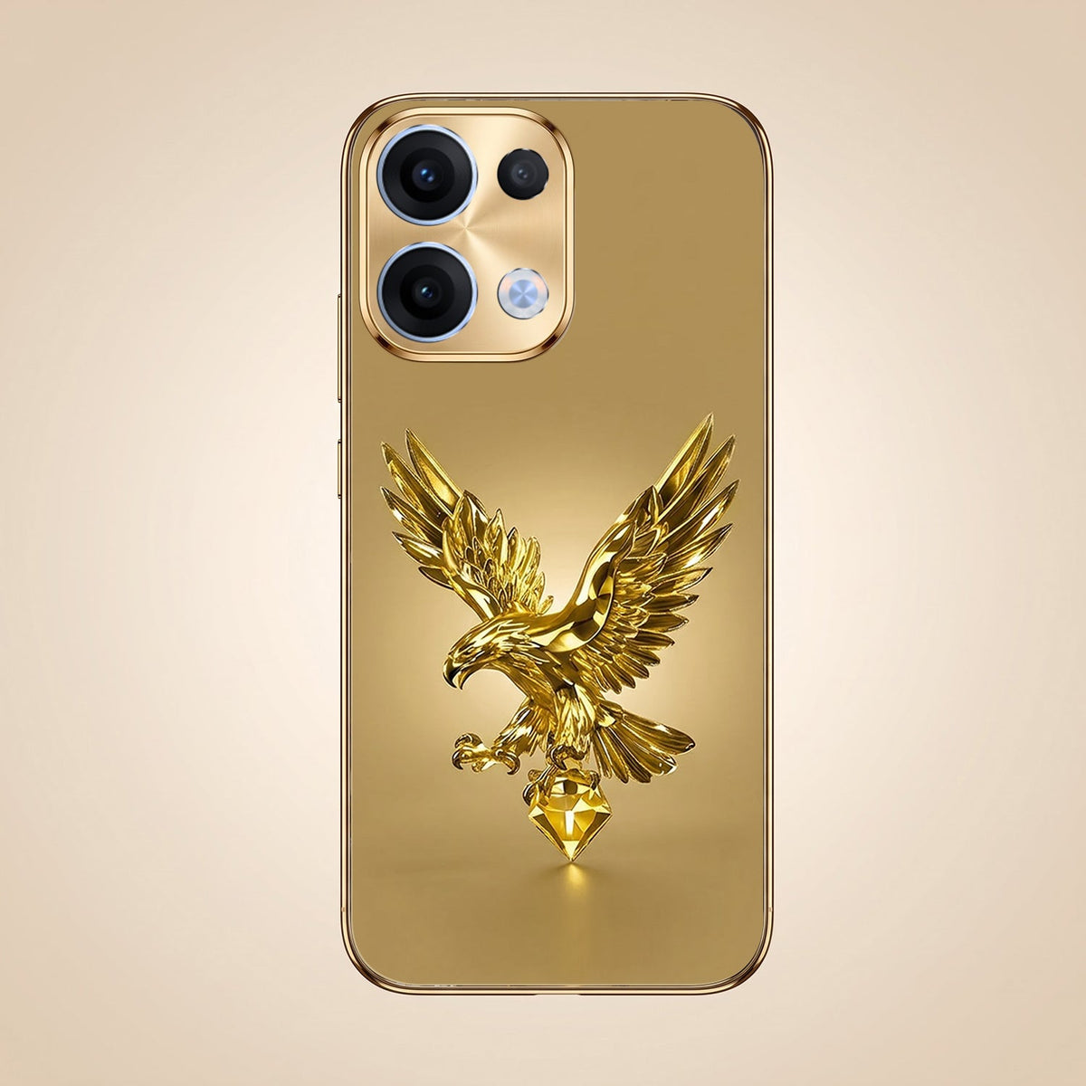 Oppo Reno 13 5G Golden Eagle Gold Electroplated Glass Phone Back Case