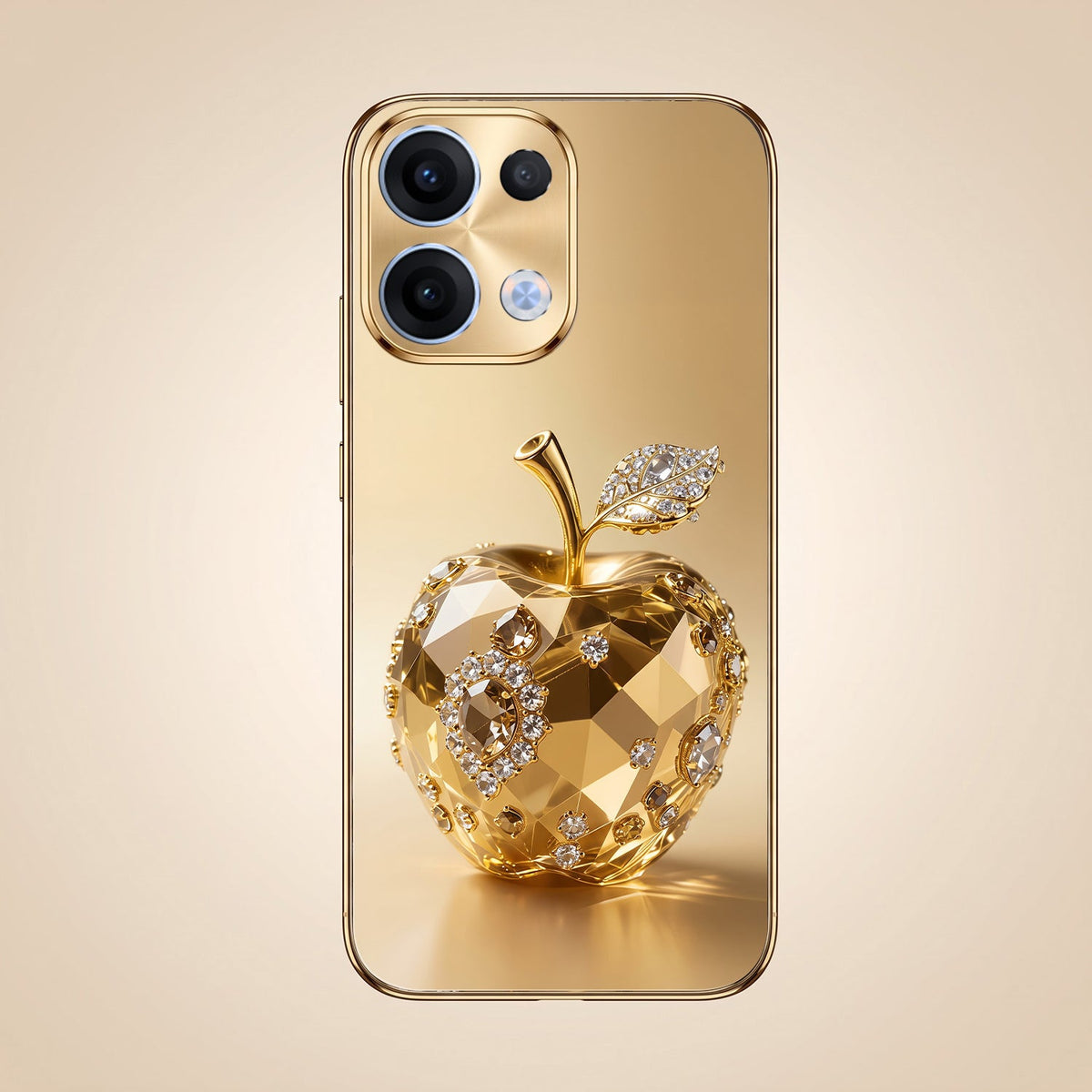 Oppo Reno 13 5G Golden Apple Gold Electroplated Glass Phone Back Case