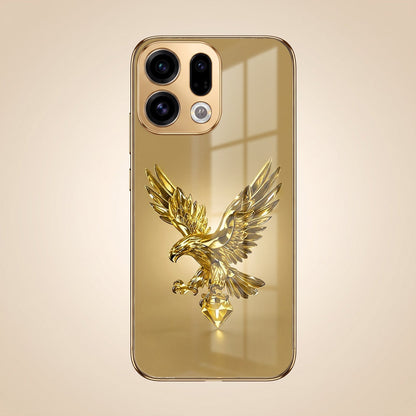 Oppo Find X9 5G Golden Eagle Gold Electroplated Glass Phone Back Case