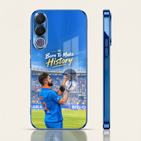 Vivo V70 FE 5G Born TO Make History Blue Electroplated Glass Phone Back Case