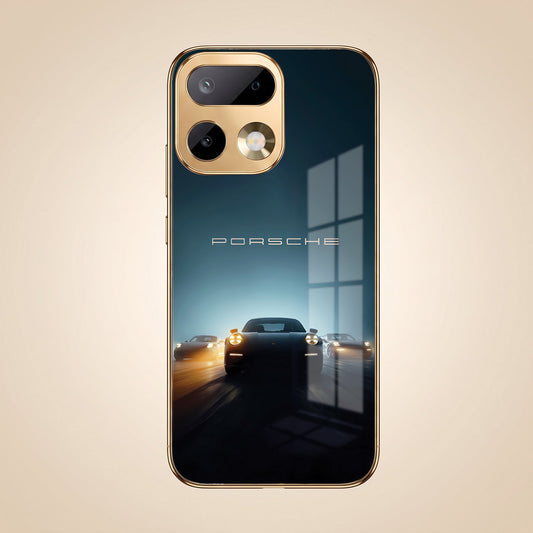 Realme 16 Pro+ 5G Porsche Luxury Gold Electroplated Glass Phone Back Case